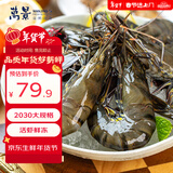 万景北海活冻巨无霸黑虎虾单冻 净重2斤/盒 20-30只 国产虾 聚餐 年货