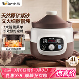 小熊（Bear）电炖锅 煲汤锅炖汤锅 电砂锅 紫砂锅 大容量4-6人煮粥锅电汤锅炖盅燕窝电炖盅4L DDG-D40B1