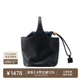 裘真复古遇花篮包手提斜挎牛皮包通勤休闲大容量菜篮子包 黑色 暂不预售