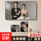 【婚纱照推荐-送货上门】相框摆台照片定制加照片冲印手机相片高清打印婚纱照挂墙结婚照大相框全家福相框 尊贵黑【铝合金框+晶瓷面】 48-寸挂墙（75*120cm）加厚-新年不打烊正常发