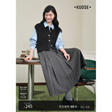 阔色（kuose）灰色西装百褶半身裙女秋季新款学院格雷系穿搭a字长裙子冬 灰色9013 S