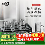 青苹果白酒杯二两杯刻度分酒器玻璃酒壶6只 家用饭店用