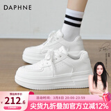达芙妮官方小白鞋女2026年春秋爆款女鞋透气百搭运动休闲女鞋厚底板鞋女 白色【四季款 跟高5.5cm】 37