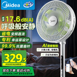 美的（Midea）【幸运草安睡1S】一级能效直流变频声控电风扇家用遥控卧室静音落地扇台式桌面抗菌大风力转页扇