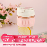 乐扣乐扣（LOCK&LOCK）咖啡杯耐热玻璃水杯子男女学生便携式双饮吸管杯随手杯500ML粉色