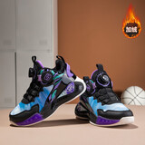 SNOOPY史努比童鞋男童运动鞋冬季保暖弹力篮球鞋轻便训练鞋7958紫蓝33