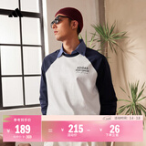 adidas休闲宽松撞色纯棉圆领长袖T恤男女秋季阿迪达斯轻运动 汉玉白/传奇墨水蓝   XXS