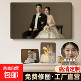 【婚纱照推荐-送货上门】相框摆台照片定制加照片冲印手机相片高清打印婚纱照挂墙结婚照大相框全家福相框 尊贵黑【升级细闪雾面+铝合金框】 40寸挂墙（75*100cm）加厚-新年不打烊正常发