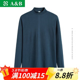 AB内衣纯棉大码男半高领秋衣棉毛衫全棉透气打底上衣T667 深蓝 2XL