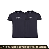 阿玛尼（ARMANI）奢侈品男装 男装短袖t恤男士时尚休闲修身薄款微弹短袖T恤两件装 黑色 L 135-155斤