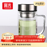 富光双层玻璃杯支持团购定制泡茶杯办公杯带把 大容量男女水杯子580ML