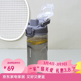 乐扣乐扣（LOCK&LOCK）人鱼线塑料运动水杯夏天便携水壶带刻度提手男女水杯子520ML灰色