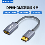 优籁特（ULT-unite）DP1.4转HDMI2.0转换器线4K120Hz高清公对母口视频转接头台式笔记本电脑显卡外接显示器投屏0.2米