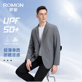 罗蒙（ROMON）冰丝防晒西服男华夫格夏青年高档单西凉感外套京东自营冰沙灰4XL