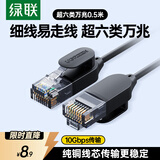 绿联超六类网线 纯铜万兆细线款CAT6A 10G成品跳线 电脑路由器光猫网络连接线线缆兼容千兆 0.5米70331