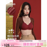 ubras虞书欣同款钻石纱夹心软支撑花瓣杯文胸内衣女胸罩 背心-丝绒红 S
