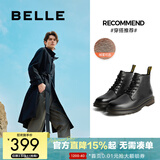 百丽（Belle）潮搭马丁靴男冬季商场同款真皮英伦风休闲靴92267DD0 黑绒里(6孔) 40 (250mm)