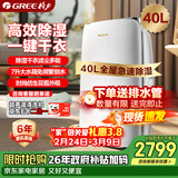 格力（GREE）【干衣除湿】除湿机家用抽湿机40升/天单间≤80㎡低噪回南天除潮防霉吸湿抽湿器智能控湿DH40EF