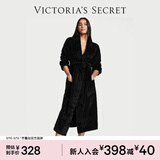 维多利亚的秘密 秋冬加厚毛绒睡袍浴袍女柔软舒适系带居家睡衣女神节送礼送老婆 54A2黑色-长款 11176130 M /L