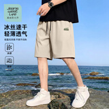 JEANSWEST LIFE真维斯无界凉感空调五分裤男士2026新款夏季运动沙滩冰丝短裤男B
