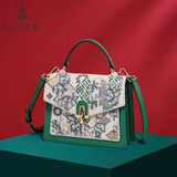金狐狸牛皮女士包包女包大容量刺绣手提包单肩包斜挎包轻奢女友生日礼物