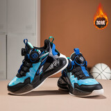 SNOOPY史努比童鞋男童运动鞋冬季保暖弹力篮球鞋轻便训练鞋7958蓝黑33