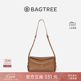 BAGTREE【38节礼物】包包树奶盒包植鞣皮单肩斜挎腋下通勤Hobo枕头女士包 烤棕色-小号【双磁吸款】 高级小众