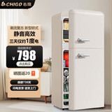 志高（CHIGO）【一级能效】新欧式复古迷你双开门冰箱低能耗静音家用小型电冰箱客厅出租房宿舍防潮冷藏冷冻省电 192复古白双门冷藏冷冻【四天一度电+低音呵护】