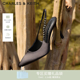 CHARLES&KEITH质感链条尖头高跟凉鞋子女鞋生日礼物女神节礼物CK1-60280377 Black黑色 37 (235)