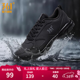 361°运动鞋男鞋春夏季新品透气网面跑鞋黑色通勤轻质慢跑步鞋 曜石黑/烟灰【皮革面防泼水】 43