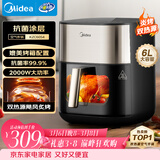 美的（Midea）小炎烤空气炸锅蒸烤一体上下双热源免翻面 多功能家用实用大容量6L 金属内腔蒸汽嫩炸烤箱KZC6054
