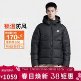 耐克NIKE男冬季短款连帽羽绒服 运动防寒外套 WR系列FB8178-010黑XL
