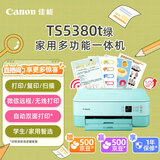 佳能（Canon）TS5380t-粉绿 无线家用彩色喷墨多功能照片一体机（打印/复印/扫描/自动双面 学生作业/照片）