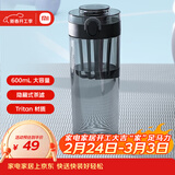 米家Tritan水杯 600ml大容量 小米（MI）健身弹盖杯摇摇杯 深灰色