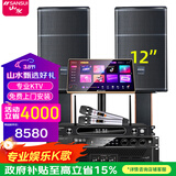 山水（SANSUI）PK09家庭专业电视K歌卡拉OK音响全套SQ12大功率KTV舞台会议会所宴会厅点唱机家用影院卡包音箱套装 SQ12音箱+后级+效果器+话筒+2T点歌机