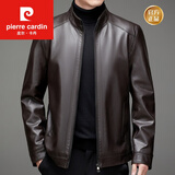 皮尔卡丹（pierre cardin）羊皮真皮皮衣男士休闲加肥加大码中老年皮衣男秋冬季立领软皮夹克 2952咖色 薄款 2XL 185 建议155-170斤