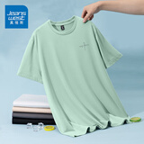 真维斯（Jeanswest）冰丝速干短袖t恤男夏季简约百搭宽松凉感T男士透气吸汗运动半袖衫 水绿 草书英文_K XL 【夏季速干】