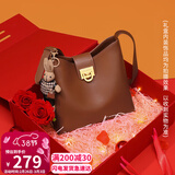 viney牛皮包包女包品牌水桶包轻奢单肩斜挎包生日三八38女神节礼物