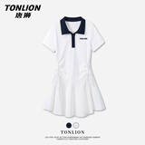 唐狮（TonLion）POLO领连衣裙女装夏季新款抽褶显瘦设计感潮流韩版小个子女生短裙