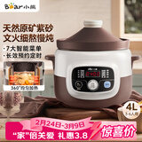 小熊（Bear）电炖锅 煲汤锅炖汤锅 电砂锅 紫砂锅 大容量4-6人煮粥锅电汤锅炖盅燕窝电炖盅4L DDG-D40B1