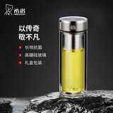 希诺抗菌双层玻璃杯2026新款茶水分离泡茶杯子男办公车载水杯XN-628L