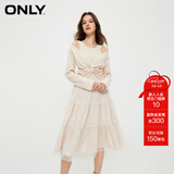 ONLY通勤气质收腰U领欧根纱套装连衣裙女|124146002 A03 毛艺灰色 S (160) 80A