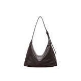 裘真【明星推荐】经典hobo包植鞣牛皮腋下通勤休闲饺子女包 咖啡色-小号（羊皮） 小包/大包