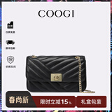 COOGI包包女款轻奢品牌女士斜挎包女单肩包女情人节生日礼物送女友老婆 黑色【柔软羊皮】