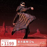 坦博尔鹅绒黑金羽绒服女长款收腰连帽加厚保暖外套TD236890 黑色 160 