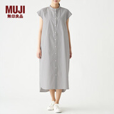MUJI MUJI 女式 棉混弹力 法国袖连衣裙 BCL14A0S 灰色 XL