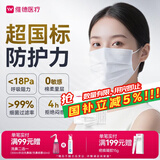 维德（WELLDAY）一次性医用外科口罩100只白色A1型耳挂式（无菌）中号