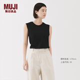MUJI女式 天竺编织 无袖T恤 上衣打底衫女款内搭背心 坎肩 25年夏季 黑色 M (160/84A)