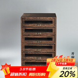容山堂收纳 实木普洱茶盒 开茶盘分茶饼盒白茶收纳架存茶柜 开窗桐木茶饼盒七层
