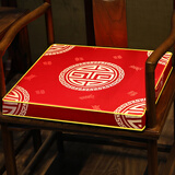 凤公馆中式坐垫套罩可拆洗实木沙发餐椅垫圈椅垫凳垫客厅茶桌椅子垫防滑 长寿团红色 坐垫50*45cm(4cm高密度海绵)不含抱枕